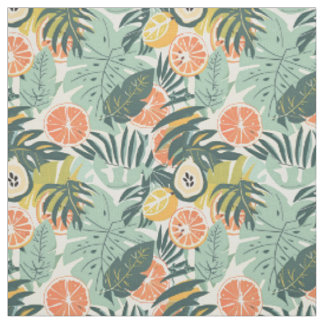 Tecido Padrão de Fruta Tropical Pêssego