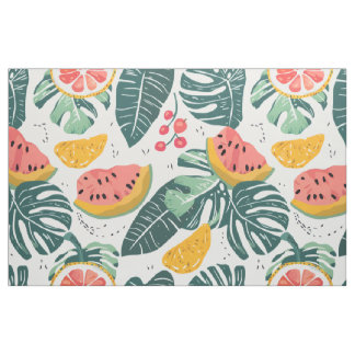 Tecido Padrão de Frutas Tropicais | Casa de Verão Sem Cos
