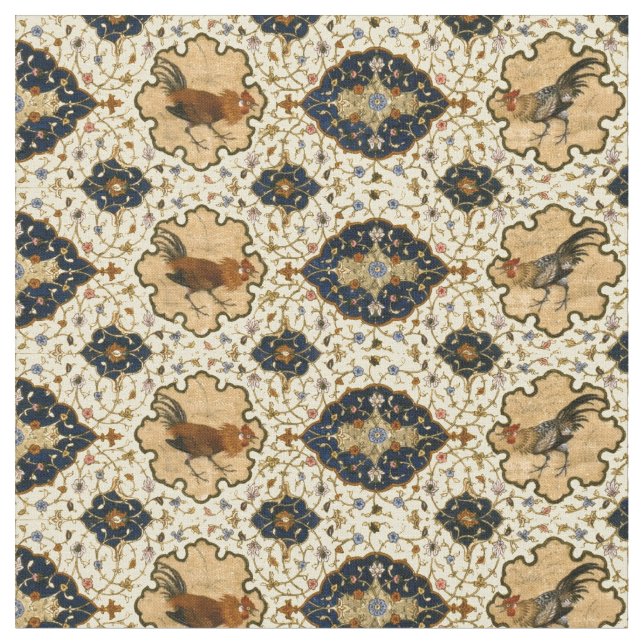 Tecido Padrão de Galo Floral Oriental Persa (Detalhe)