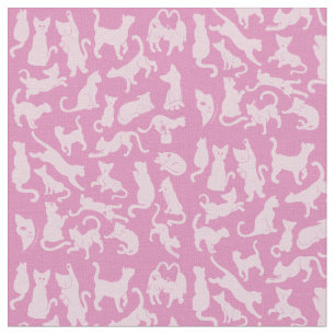 Tecido Padrão de Gato Rosa