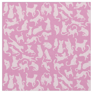 Tecido Padrão de Gato Rosa