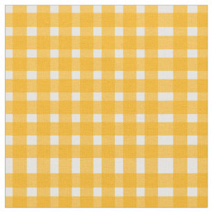 Tecido Padrão de Gingham Branco Amarelo