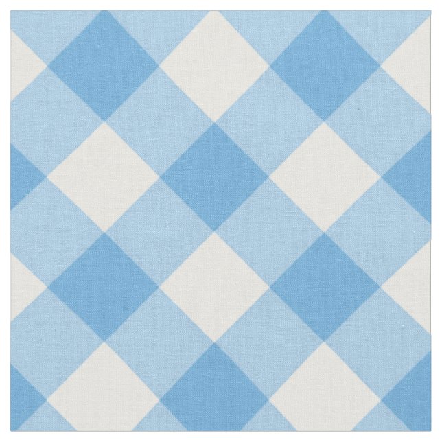 Tecido Padrão de Gingham Branco/Azul Diagonal (Detalhe)