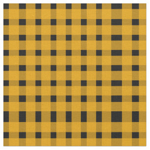 Tecido Padrão de Gingham Preto Amarelo