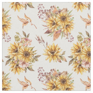 Tecido Padrão de Girassóis de Cores d'água