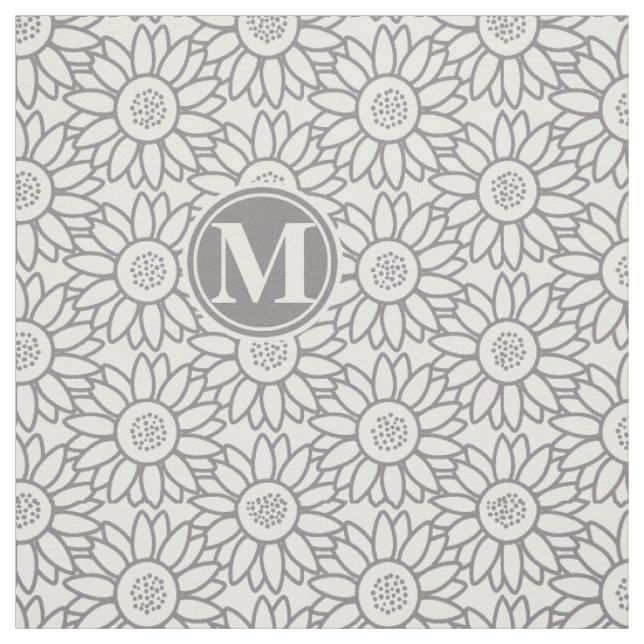 Tecido Padrão De Girassol Elegante Monograma (Modelo)