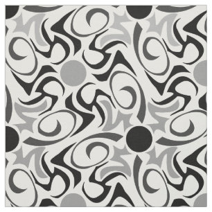 Tecido Padrão de Grãos de Arroz Preto e Branco Tribal