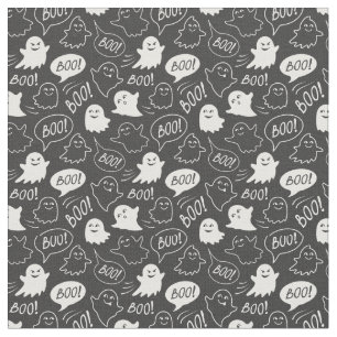 Tecido Padrão de Halloween de Portas Cutas B&W