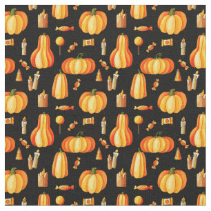 Tecido Padrão de Halloween, Pumpkins Laranja, Adi e Vela