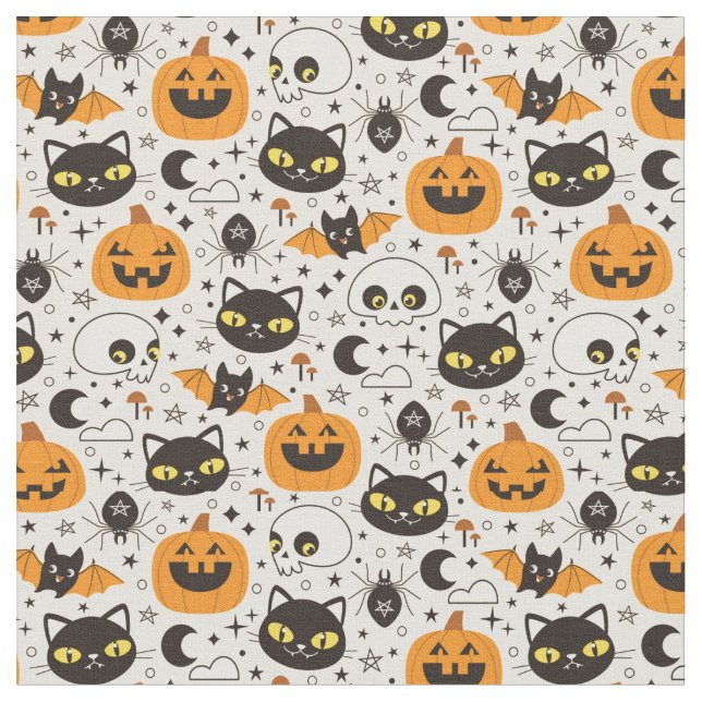 Tecido Padrão de Halloween Retro Bonito (Detalhe)