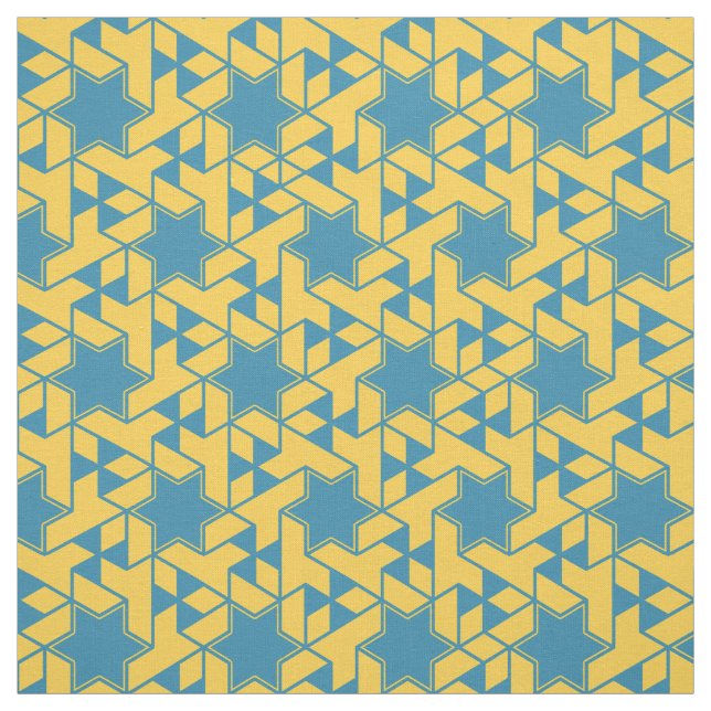 Tecido Padrão de Hexágono de Estrela Isométrica - Amarelo (Modelo)