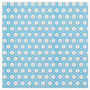 Tecido - Padrão de hexágono em azul e branco
