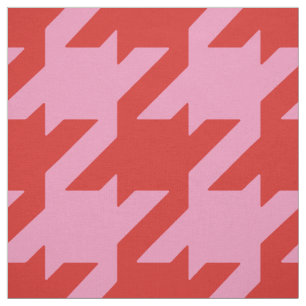 Tecido Padrão de houndstooth vermelho-escuro e rosa