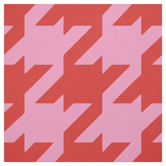 Tecido Padrão de houndstooth vermelho-escuro e rosa (Modelo)