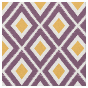 Tecido Padrão de Ikat Amarelo e Roxo da Mostarda Moderna