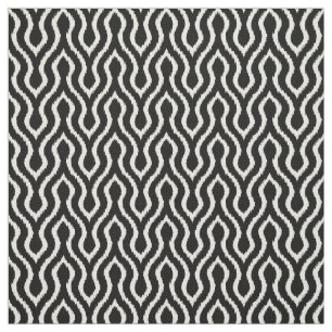 Tecido Padrão de ikat cêntrico branco e preto