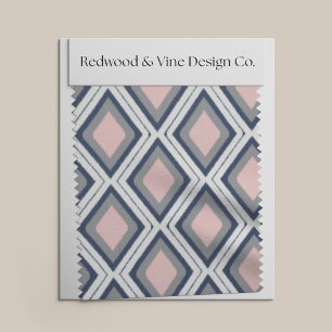 Tecido Padrão de Ikat de Disamante de Blush e Marinho