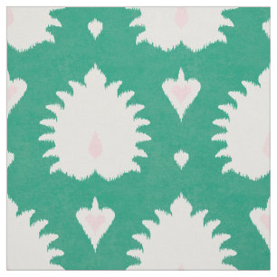 Tecido Padrão de ikat verde rosa moderno