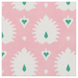 Tecido Padrão de ikat verde-rosa moderno