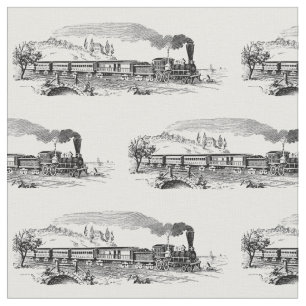 Tecido Padrão de Ilustração do Comboio a Vintage