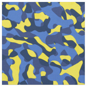 Tecido Padrão de Impressão de Camuflagem Azul e Amarelo