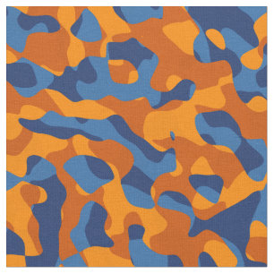 Tecido Padrão de Impressão de Camuflagem Azul e Laranja