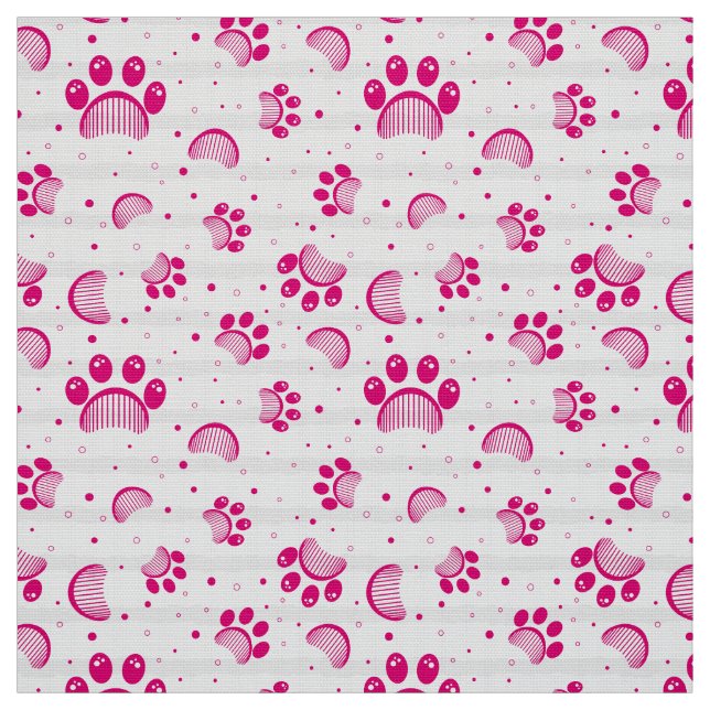 Tecido Padrão de impressão de pata em cor rosa (Modelo)