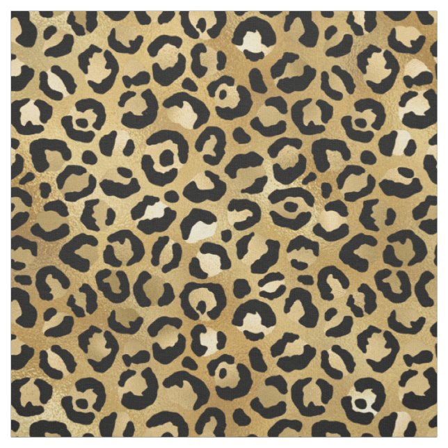 Tecido Padrão de impressão do leopardo em Dourado e preto (Modelo)