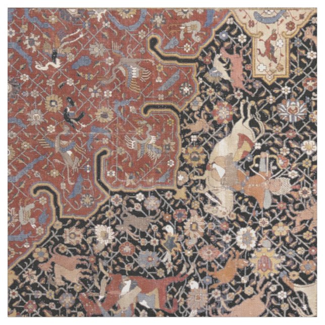 Tecido Padrão de Impressão do Rug de Caça Persa Oriental (Detalhe)