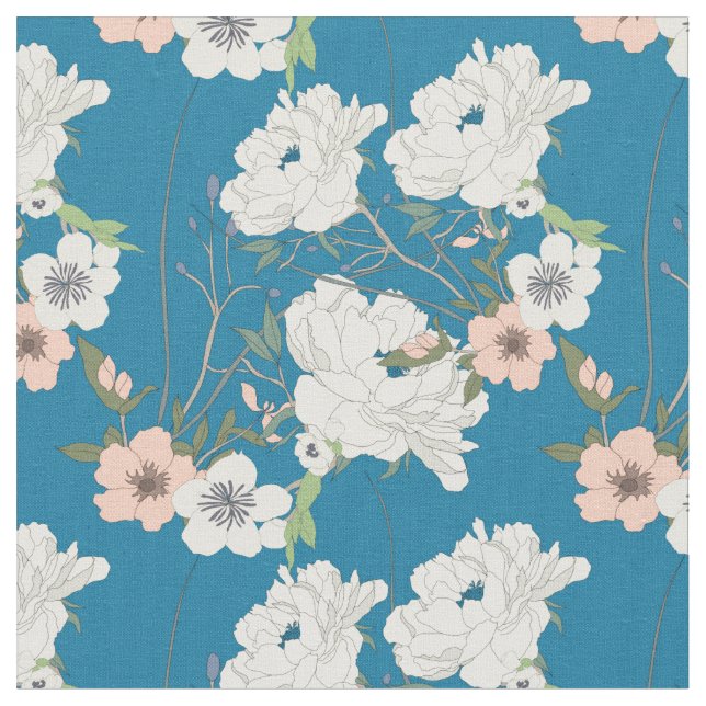 Tecido Padrão de Jardim Floral Branco (Detalhe)