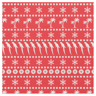 Tecido Padrão de Jumper Natal de Parrots e Palm Trees