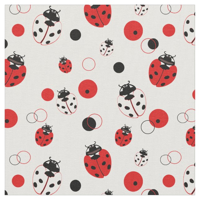 Tecido Padrão de Ladybug vermelho, preto e branco simples (Detalhe)