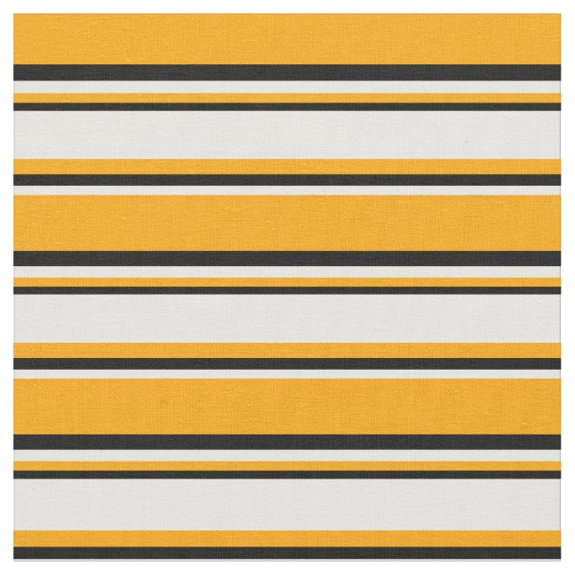 Tecido Padrão de Laranja, Branco e Preto Striped/Links (Detalhe)
