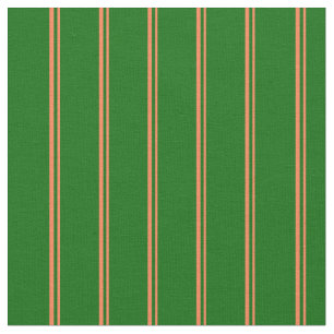 Tecido Padrão de linha verde escura e coral