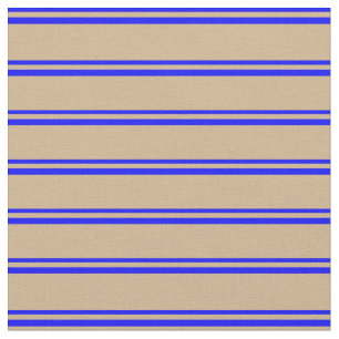 Tecido Padrão de Linhas Coloridas Azul e Tan