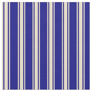 Tecido Padrão de Linhas Coloridas Azul e Tan