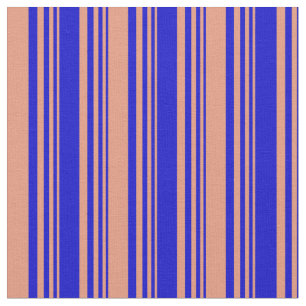 Tecido Padrão de Linhas Coloridas de Salmão Azul e Escuro