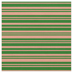 Tecido Padrão de Linhas Coloridas de Salmão Verde e Escur