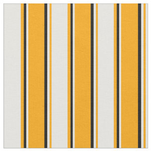 Tecido Padrão de Linhas Coloridas Laranja, Branco e Preto