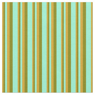 Tecido Padrão de Linhas de Goldenrod, Verde e Aquamarine
