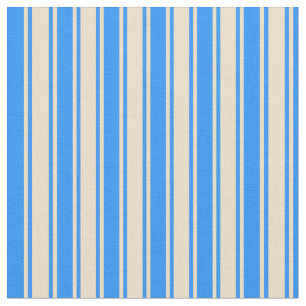 Tecido Padrão de Linhas/Faixa de Cor Azul e Tan