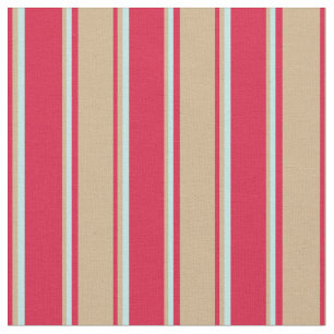Tecido Padrão de Linhas/Faixa de Crimson, Tan e Turquesa
