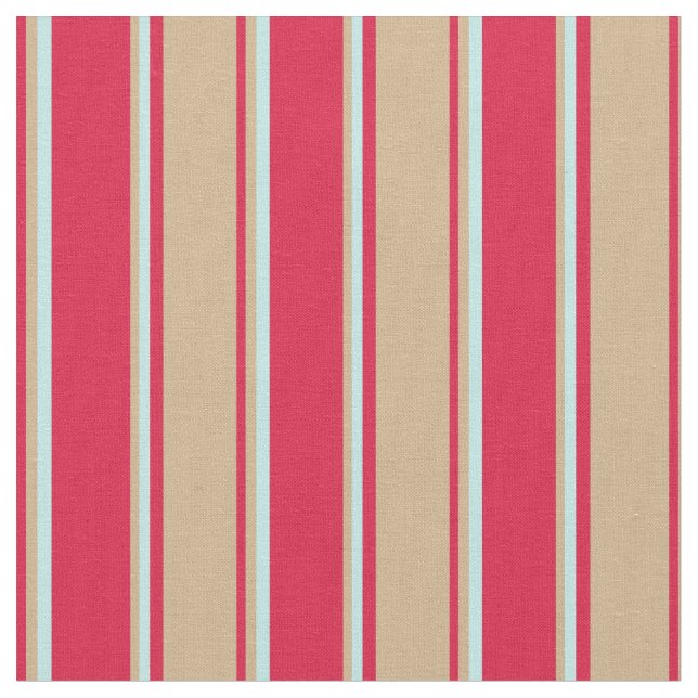 Tecido Padrão de Linhas/Faixa de Crimson, Tan e Turquesa (Detalhe)