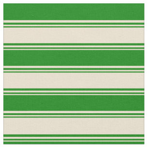Tecido Padrão de linhas/faixas bege e e verde