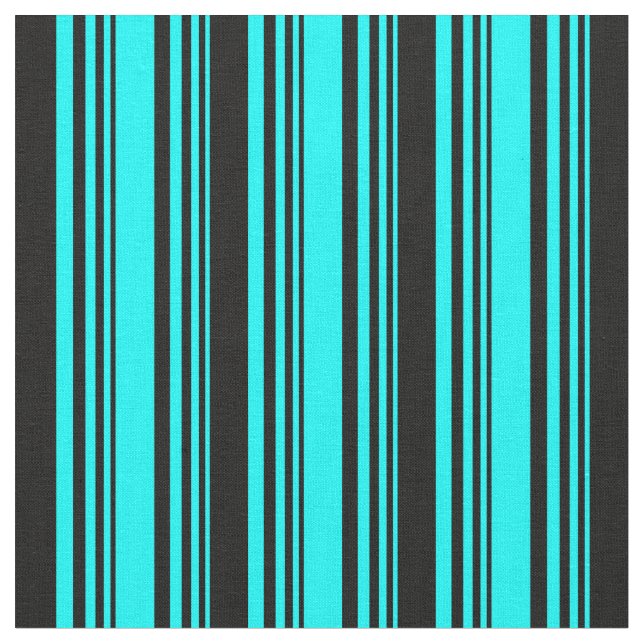 Tecido Padrão de Linhas/Listras Coloridas Aqua e Preto (Detalhe)