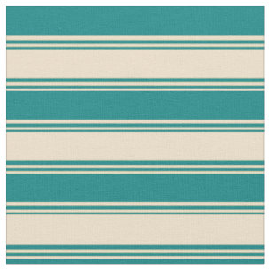 Tecido Padrão de Linhas/Listras Coloridas de Tan e Teal