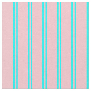 Tecido Padrão de Linhas/Listras de Aqua e Rosa
