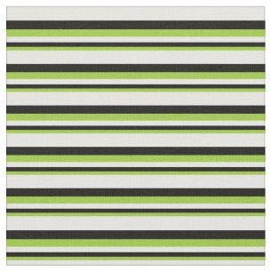 Tecido Padrão de Linhas/Listras Verde, Preta e Branca