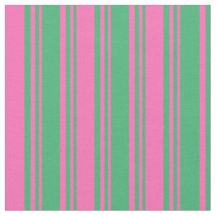 Tecido Padrão de Linhas/Listras Verdes do Mar e Rosa Quen