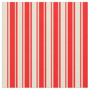 Tecido Padrão de Linhas/Stripes Coloridas Beige e Vermelh